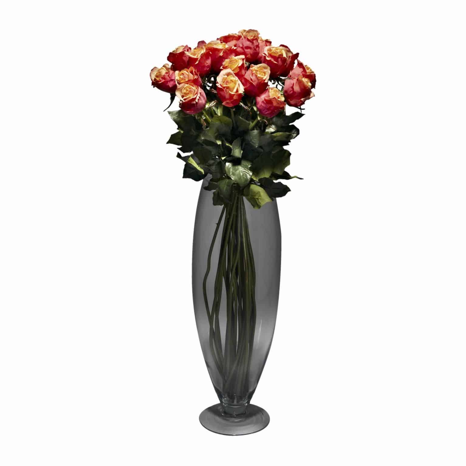 Shop for our simply captivating arrangement of 24 long stem artificial silk cherry brandy rose flowers. A modern design perfect for any contemporary space.