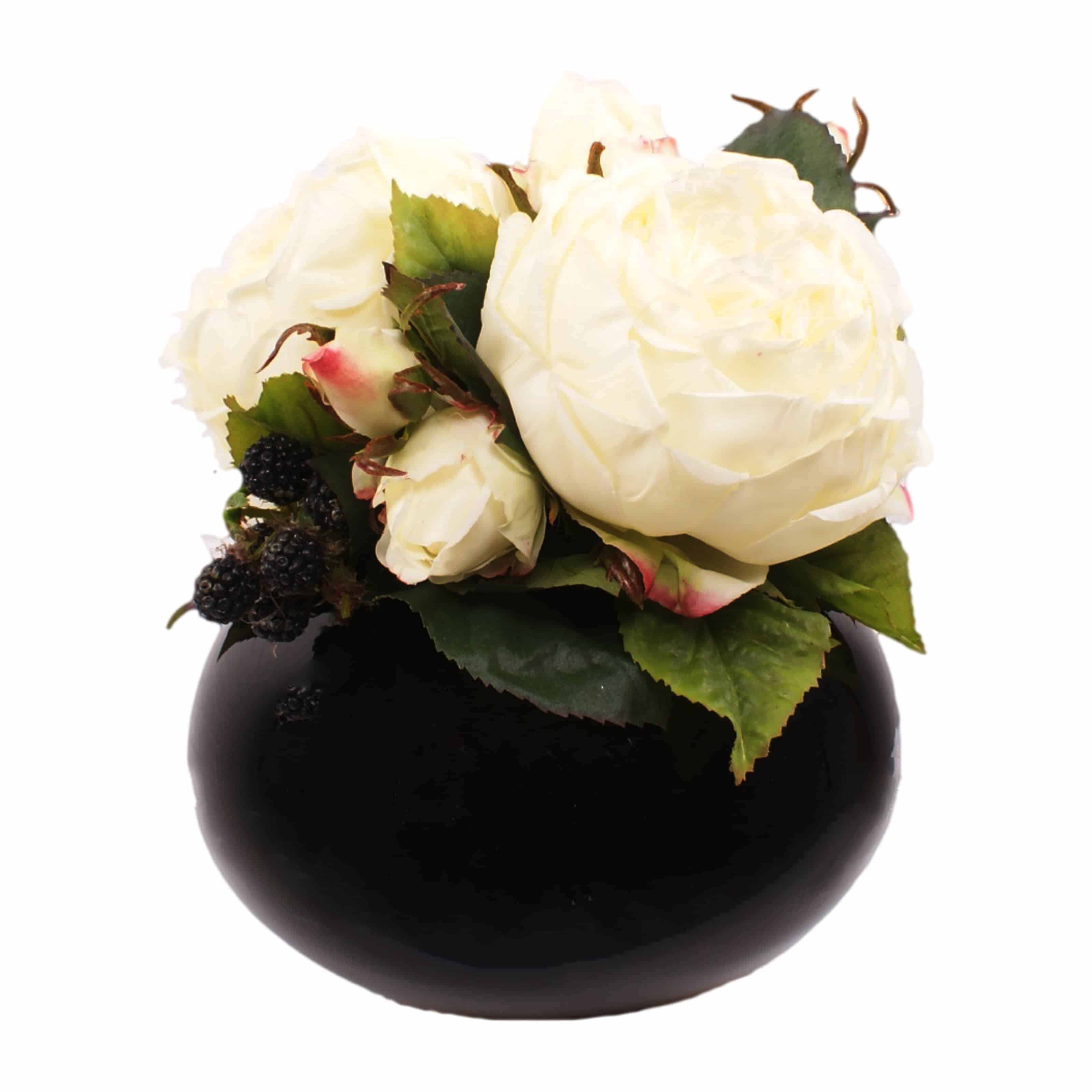 White English Rose Blackberry Artificial Flower Arrangement