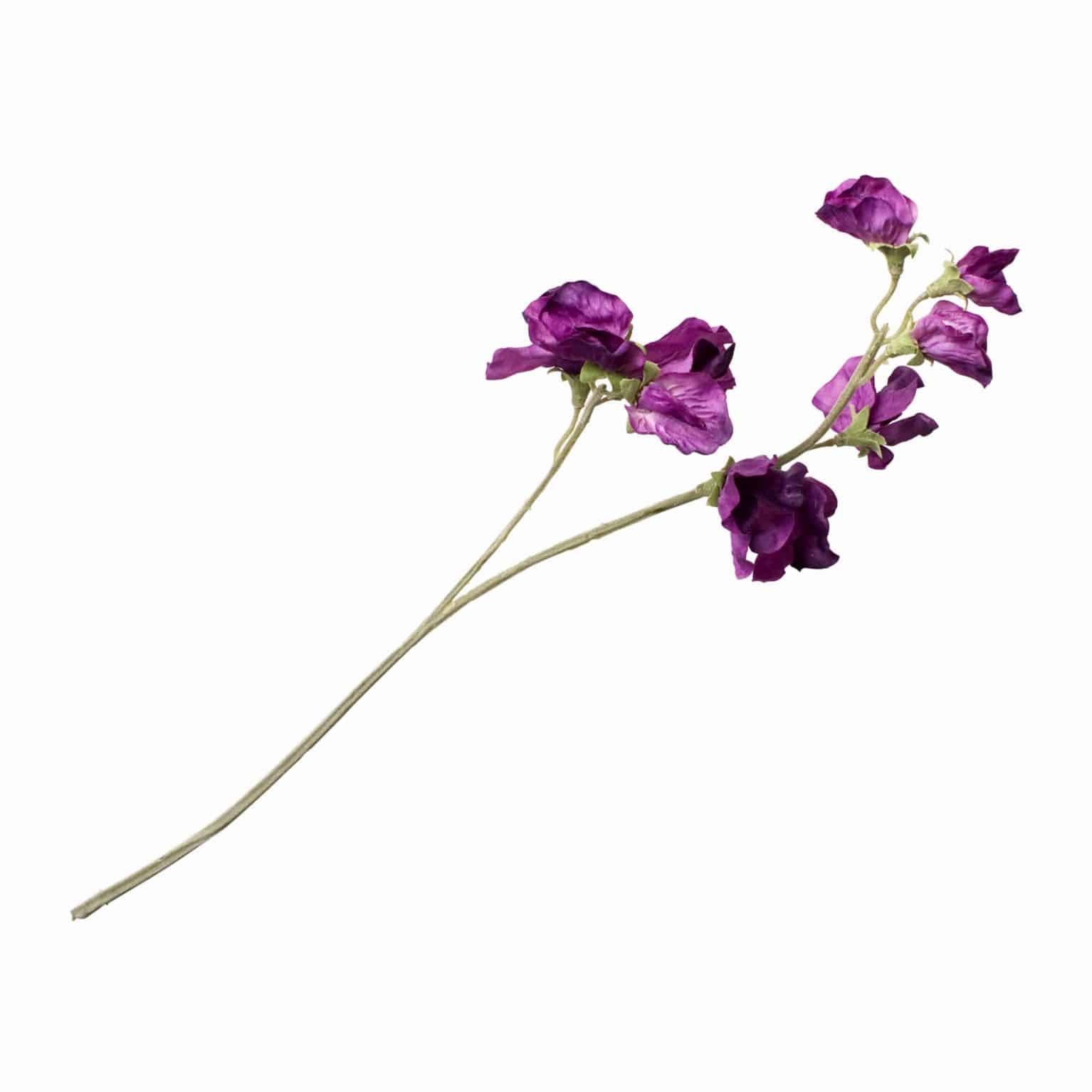 Buy luxurious purple faux sweet pea flowers in flawless detail. A beautiful addition to any arrangement