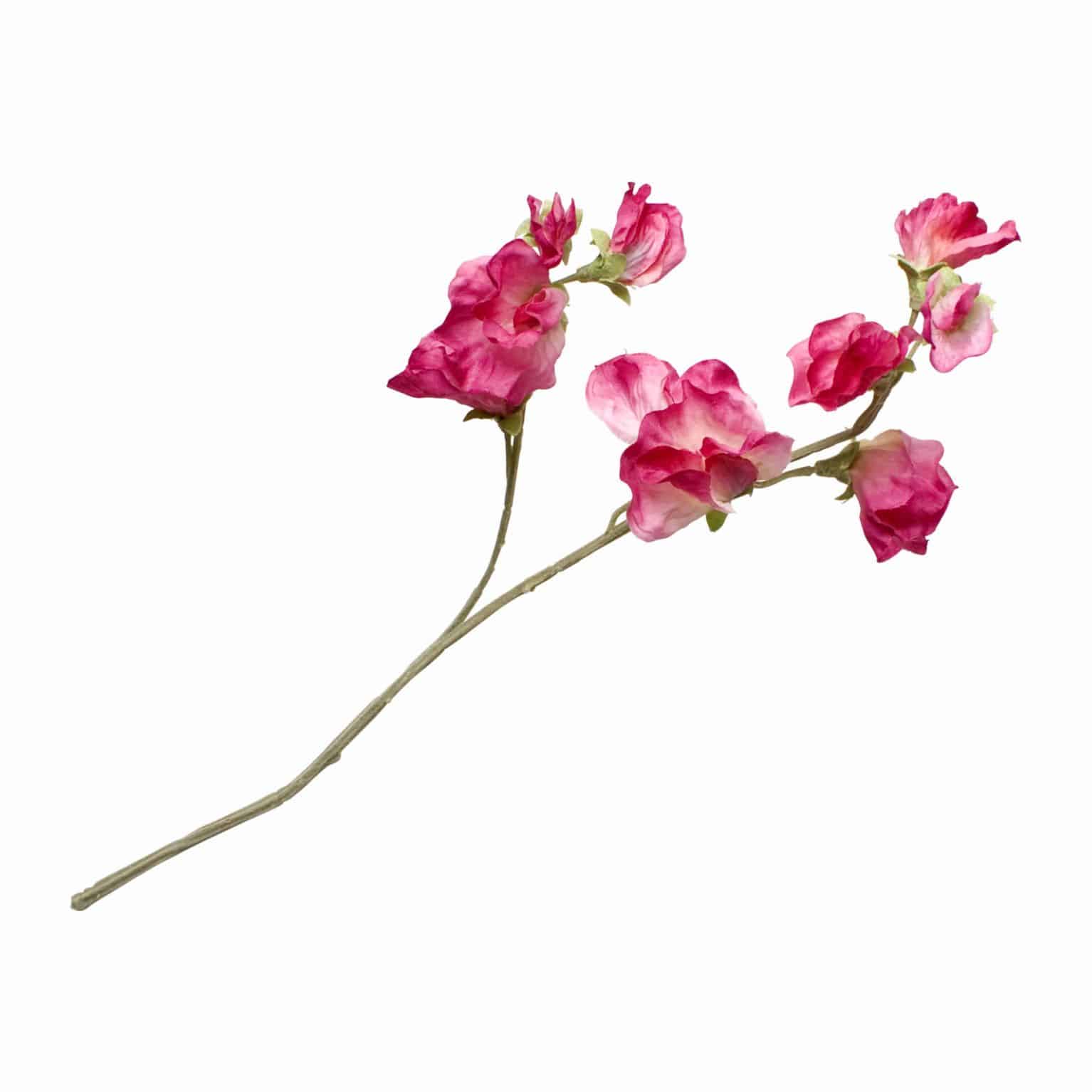 Buy luxurious fuchsia faux sweet pea stems in immaculate detail. A stunning addition to every arrangement